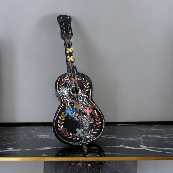 Napoli Santa Maria Collection Other - Vintage Miniature Wooden Painted Napoli Guitar Music Box Italy Made Santa Maria